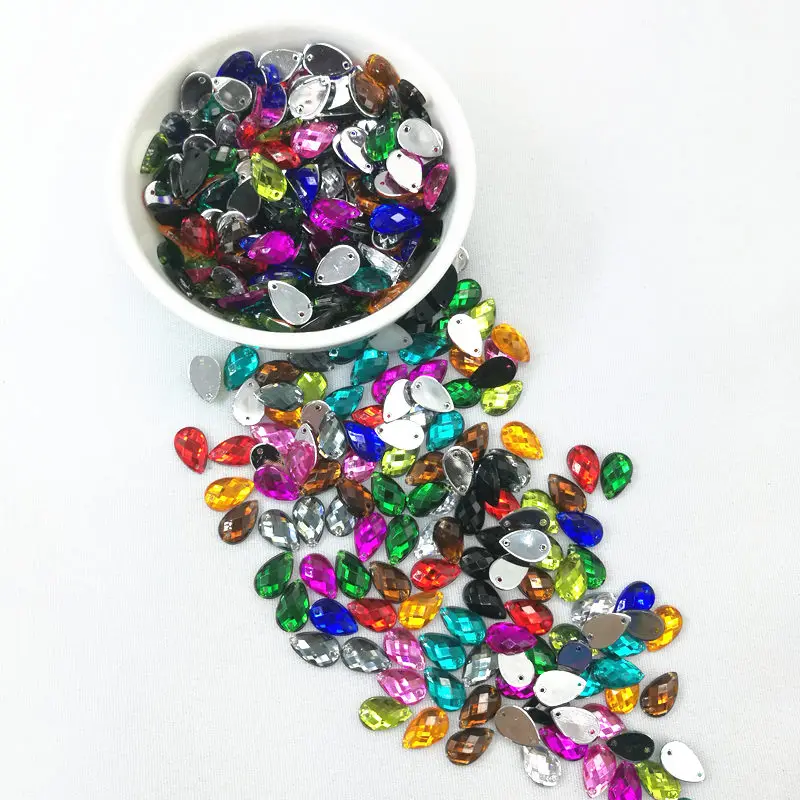 8*13mm Sewing Crystal AB Acrylic Flatback Rhinestones Sew On Stones Drop Shape Strass Crystals for DIY Clothes Jewelry 2 hole | Дом и сад