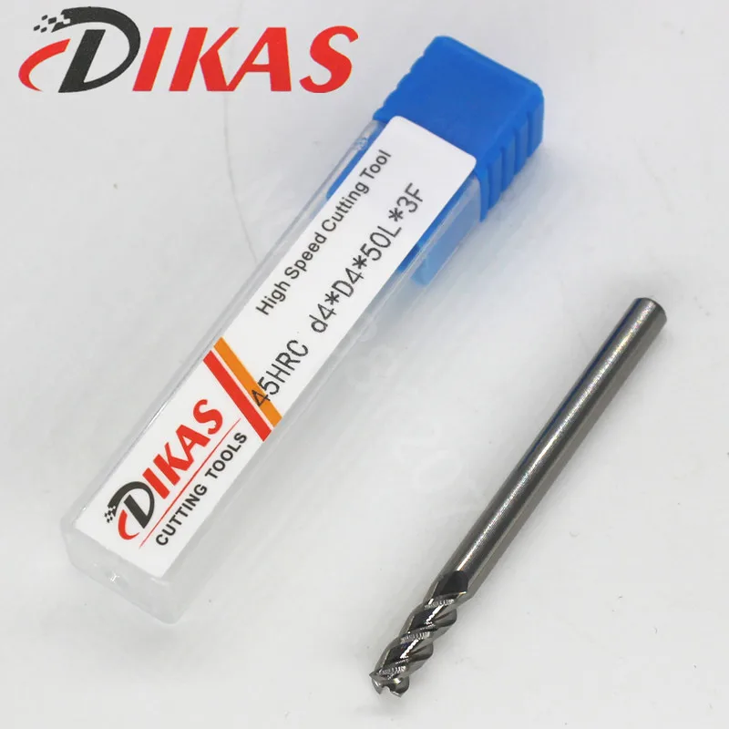 Dikas 45HRC d4 * D4 50L 3F материал карбидная квадратная плоская торцевая фреза 3 канавки 4
