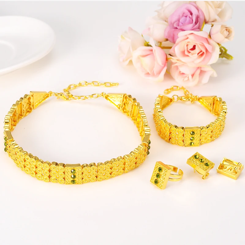 Комплект из колье серёг кольца и браслета с надписью GF|ethiopian jewelry set|wedding setethiopian |