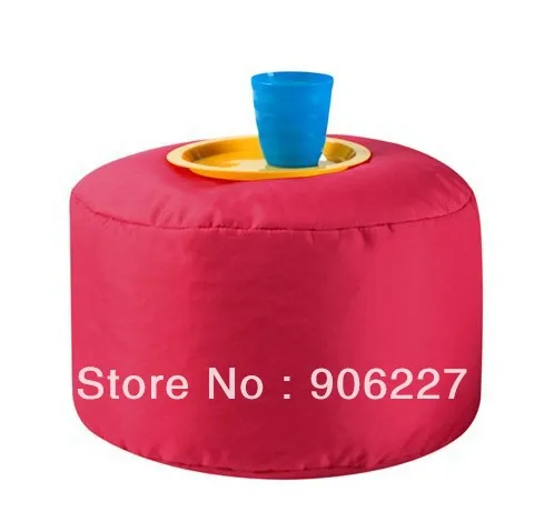 Round  kids beanbag stool,cube beanbag chair, modern portable ottoman RED, TEA port holder  - free shipping