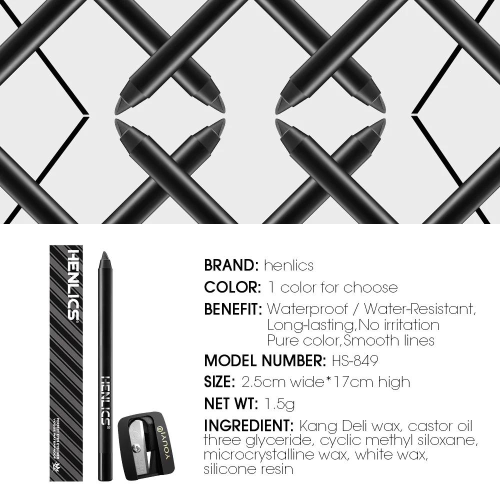 Набор подводки для глаз HENLICS гель + Черная Подводка карандаш с кисточкой макияжа