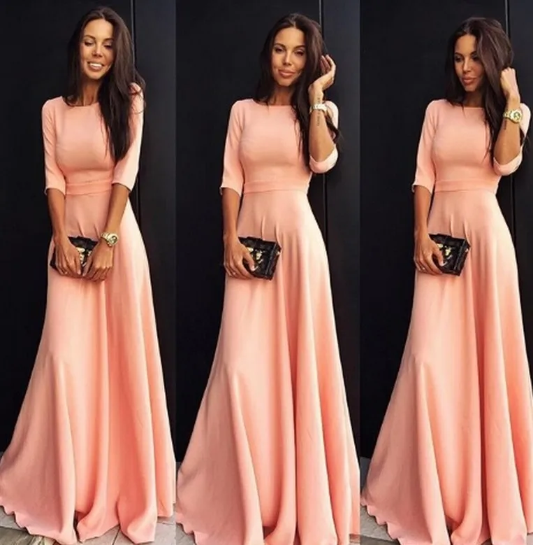 

Beach Dress Ukraine Zanzea Cotton Polyester None 2018 Summer Hot New Seven-point Sleeve Dress Pure Color Large Swing Mop Female