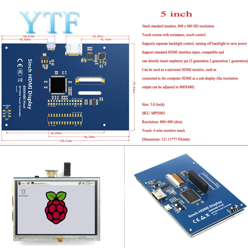 10 шт. Raspberry pi 3B + 4B 3 2/3 5/5/7 дюймов сенсорный экран ЖК дисплей дисплейный модуль