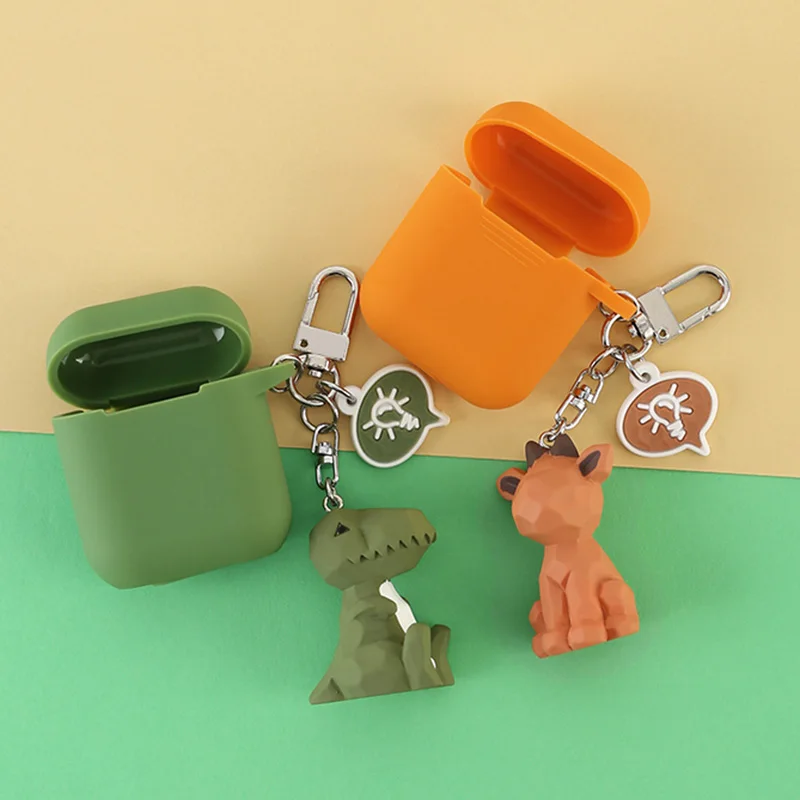 Cute DIY Cat Silicone Case For Apple Airpods Cover Bluetooth Earphone Protective for Cartoon Geometry Key Ring | Электроника