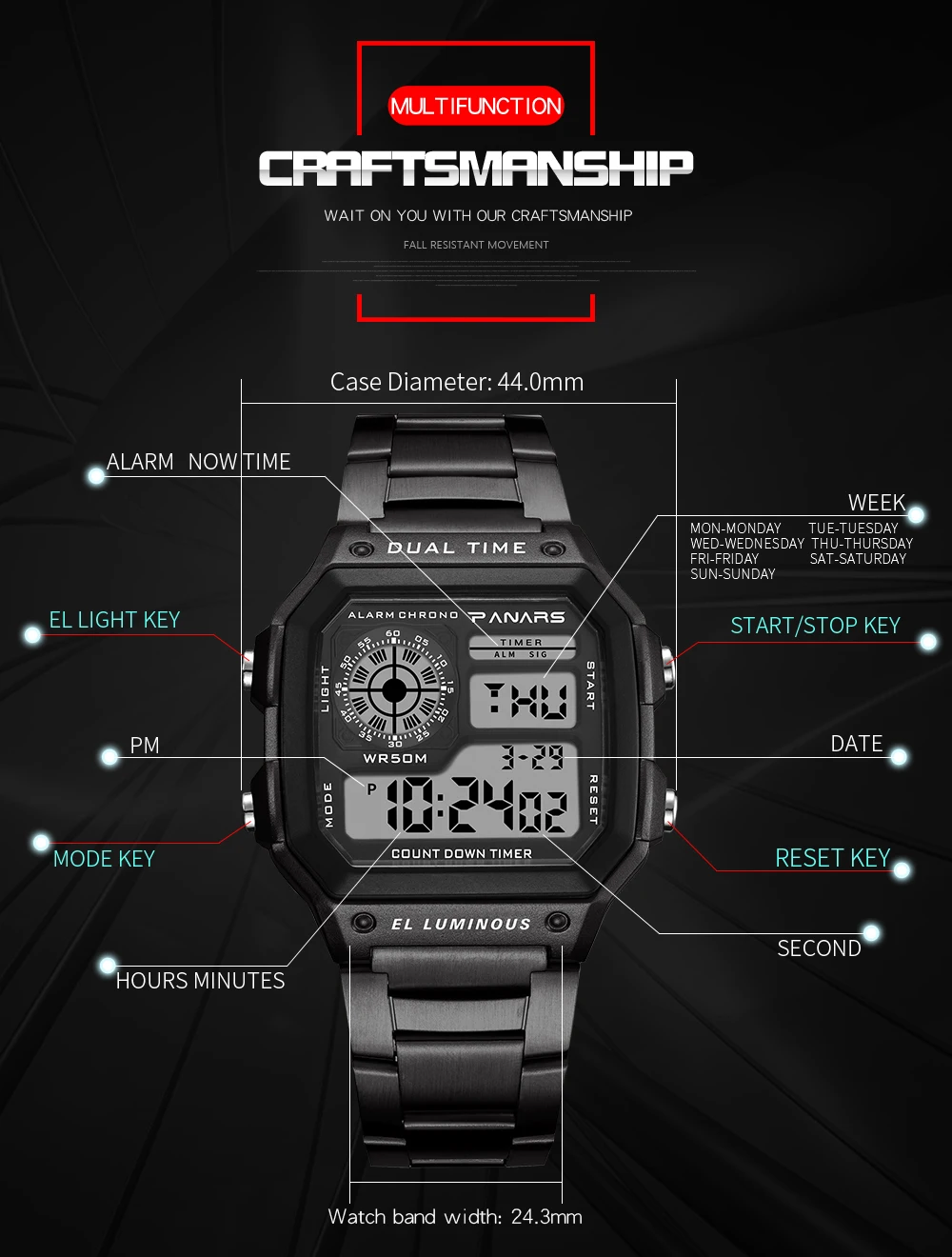 Военные Спортивные часы электронные мужские лучший бренд Эксклюзивные Мужские