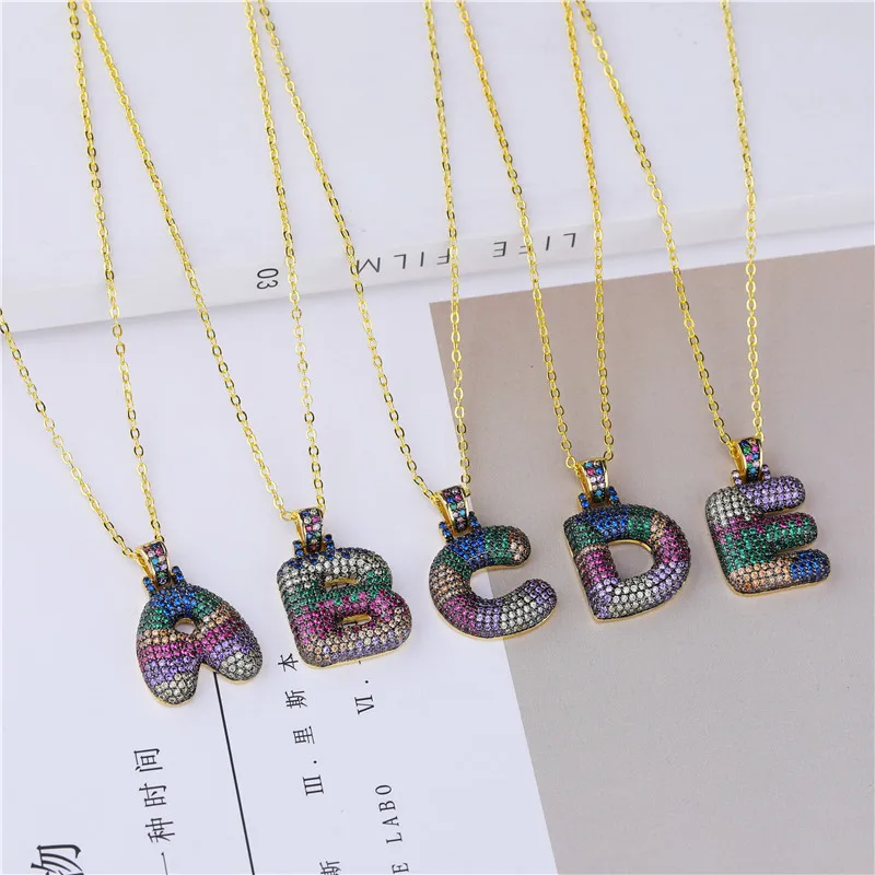 

Luxury 26 Letter CZ Charm Pendant Necklace Women Men Copper Micro Pave Zircon Letter Necklaces A-Z Crystal Alphabet Jewelry Gift
