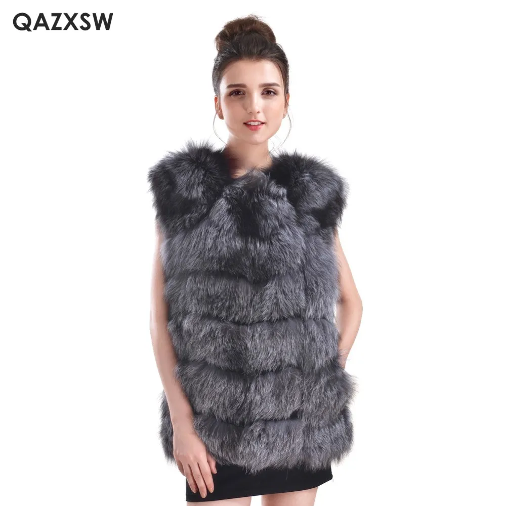 Жилет из натурального меха для женщин Европейская мода 2017 зимний теплый жилет