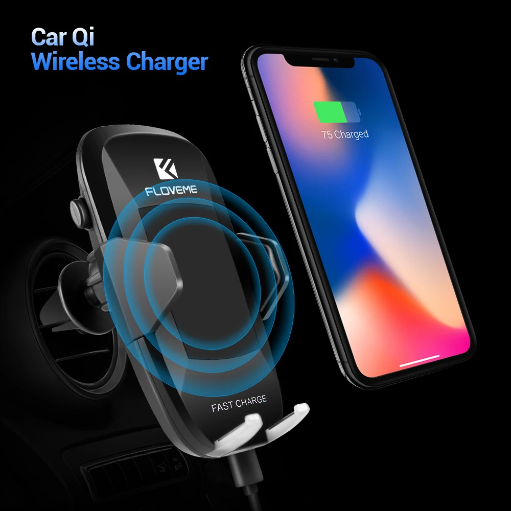 Автомобильное беспроводное зарядное устройство FLOVEME QI для iPhone 8 Plus X 10 с