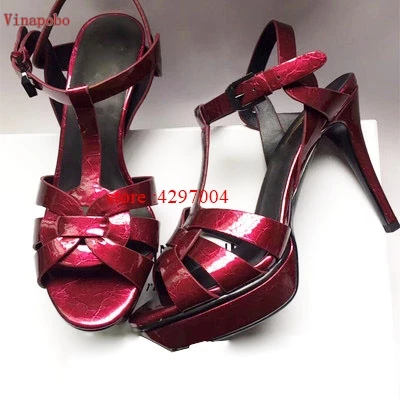 

Patent Leather shoes woman Tribute Sandals High Platform туфли женские Party Dress Lady High Heels Shoes sandalias mujer 2019