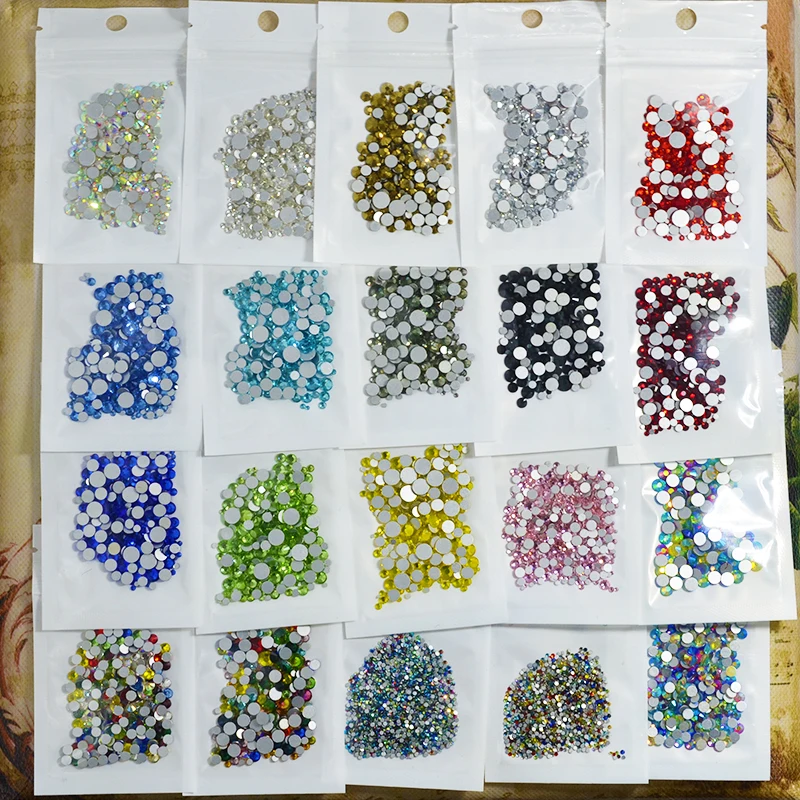 

Mixed size Clear Crystal AB Rhinestones Mix Color Nail Art Rhinestones For Nails 3D Nail Art Decorations Manicure Accessories