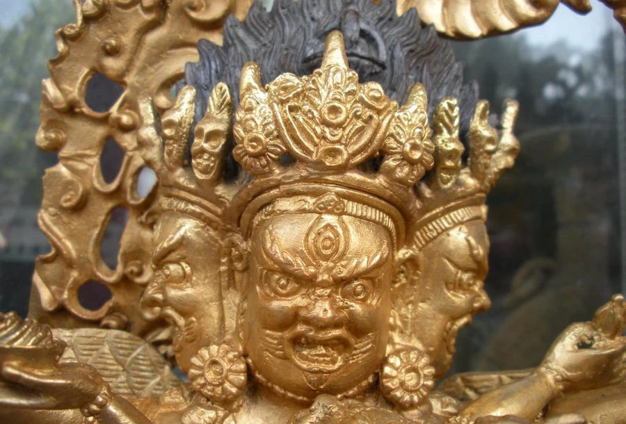 12 &quotтибетская бронзовая позолота Буддизм Храм фюрба король ваджракила статуя