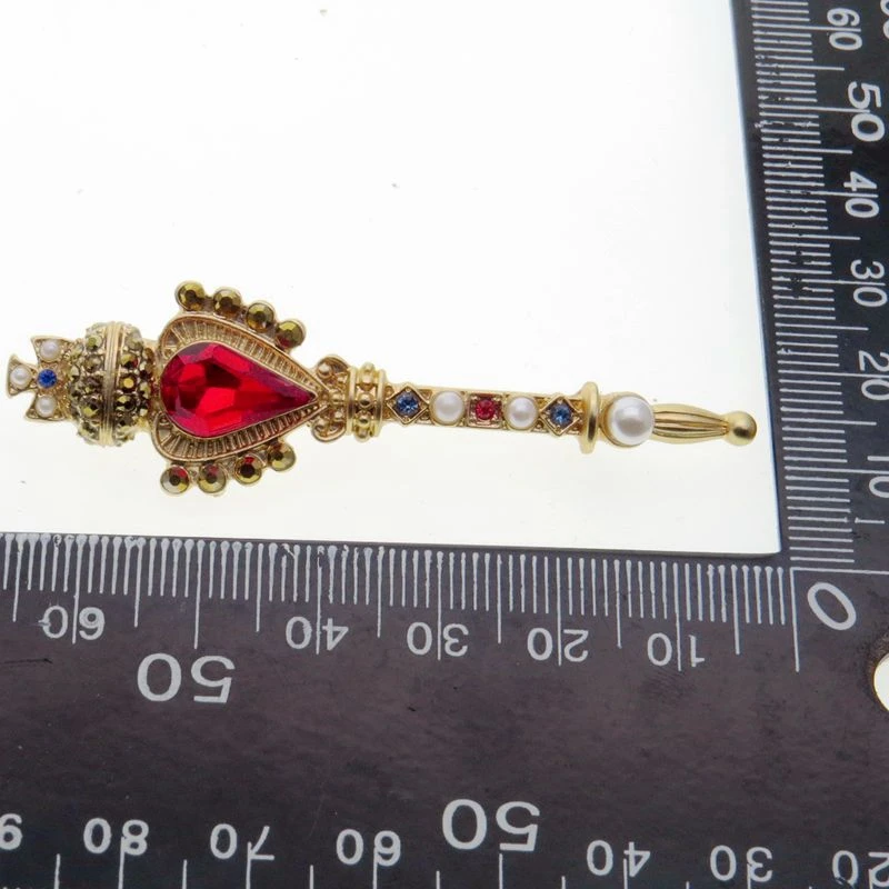 Baroque style restoring ancient ways crown cross little magic wand brooch | Украшения и аксессуары