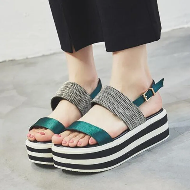 

2019 New Open Toe Comfortable Wild Summer Women Sandals Platform Shoes Casual Sandals Fashion Sweet Spell Colors Summer Sandals