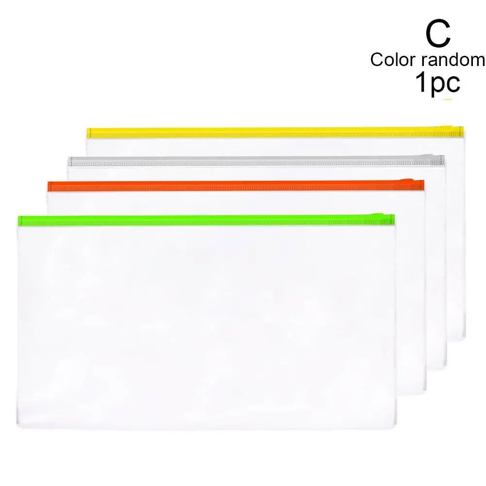 A6 14C 5Pcs Waterproof Transparent PVC Zipper Bag File Folder Document Filing Bag Stationery Bag School Office Supplies random color - Цвет: A6 14C