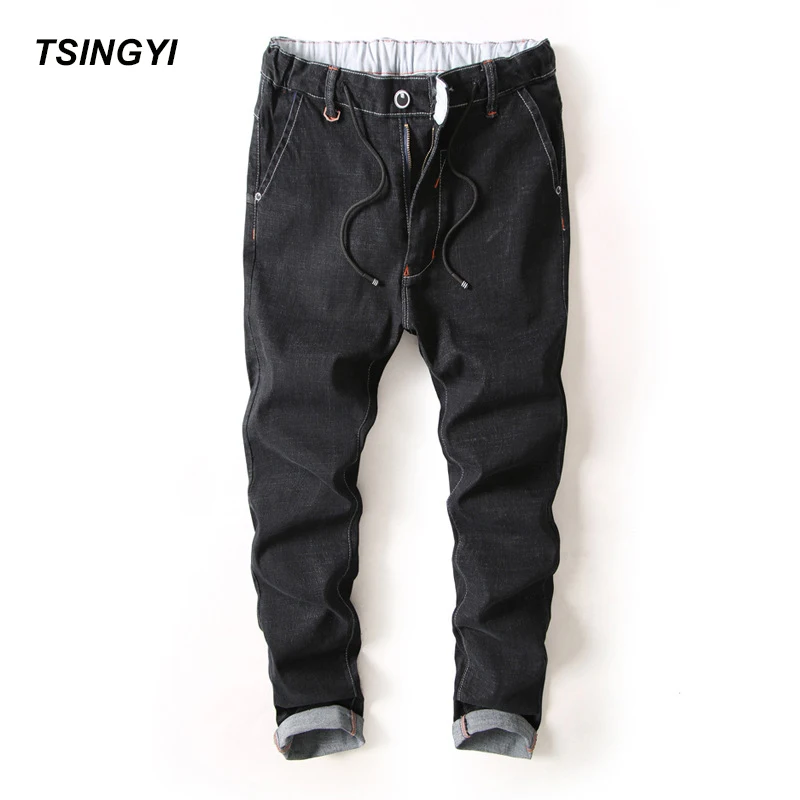 Tsingyi Do Old style мужские эластичные прямые джинсы Homme дизайнерские джинсы Harajuku полная длина мужские штаны для бега размера плюс 28-38