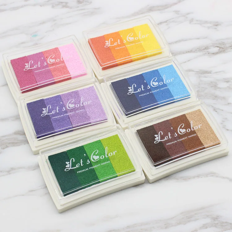 

6 Colors DIY Scrapbooking Vintage Crafts Ink Pad Colorful Inkpad Stamps Sealing Four-color Gradient Decoration Stamp Paint