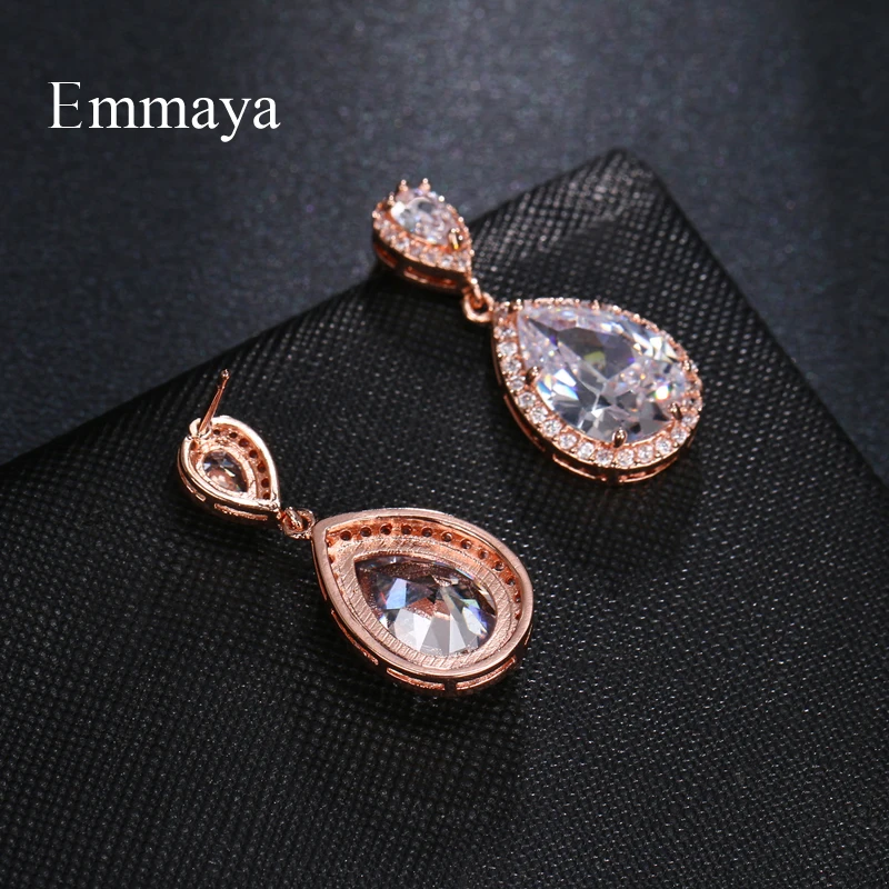 Серьги капли EMMAYA с фианитами женские изящные каплевидные ювелирные украшения