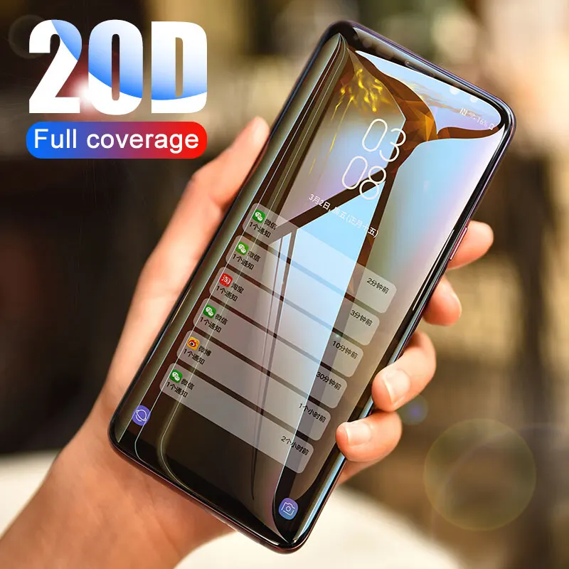 20D изогнутое закаленное стекло для Samsung Galaxy S9 S8 Plus Note 8 9 Защитная пленка экрана A6 A8