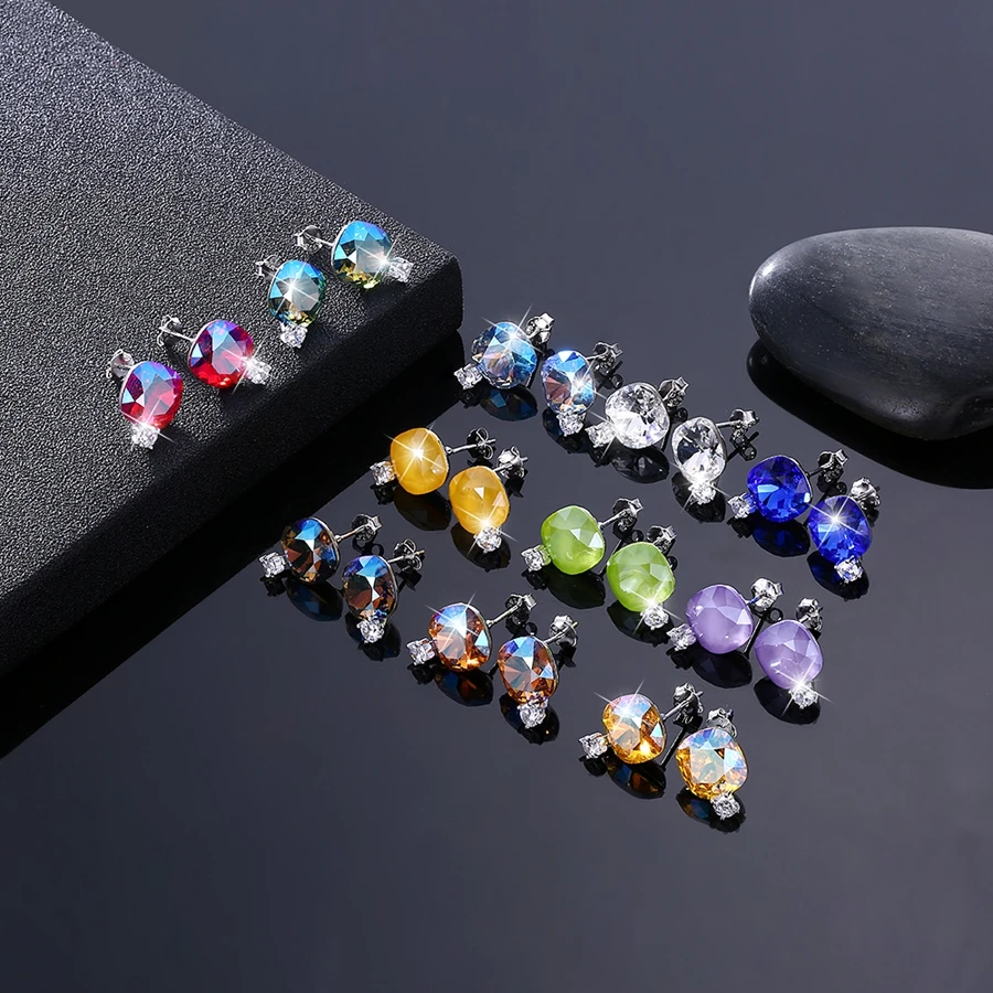Серьги из стерлингового серебра Swarovski с кристаллами MALANDA новые модные круглые