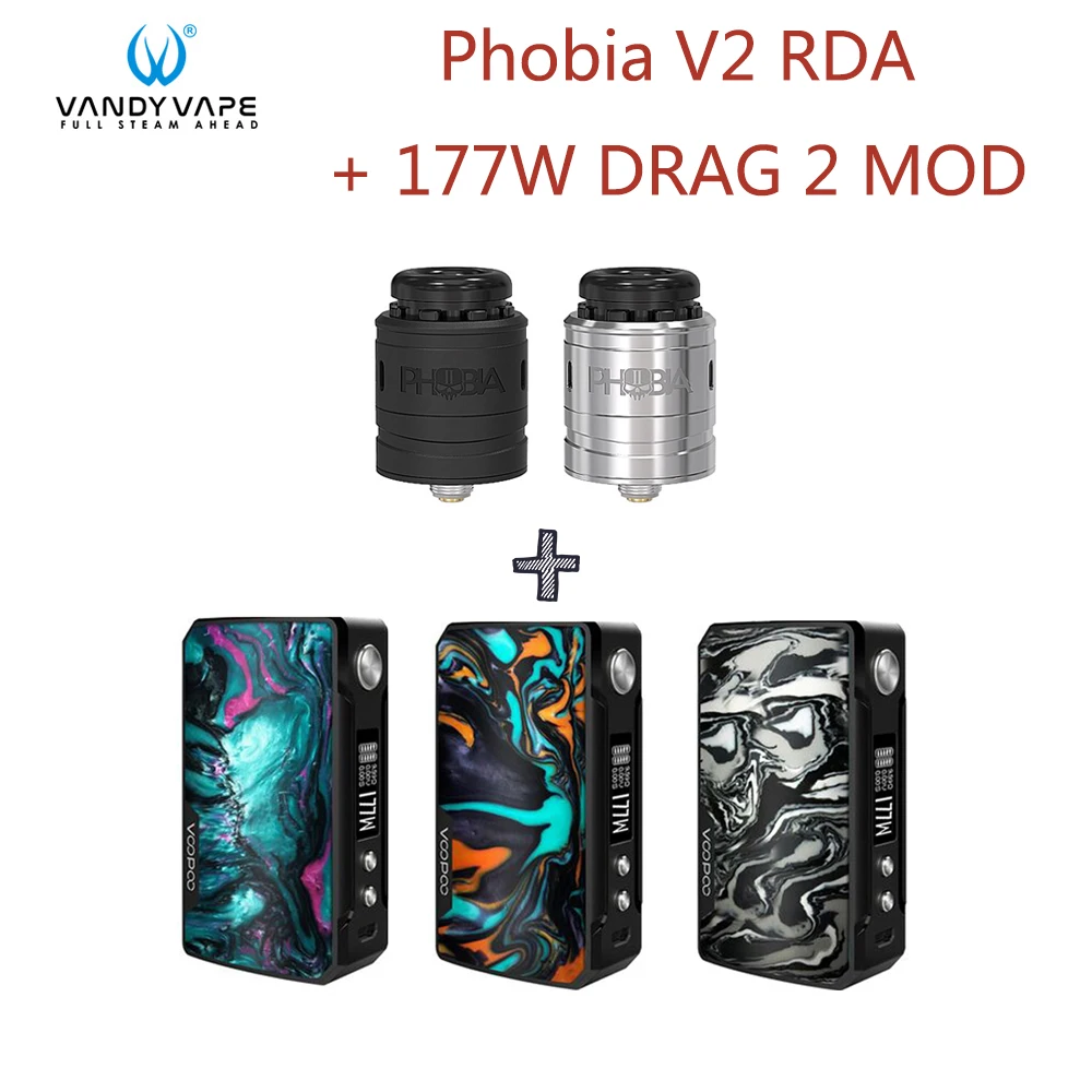 Оригинальный vandy VAPE Phobia V2 RDA танк с 177 W DRAG 2 Box Mod VS Vaper Vs Drag 157 w Мини Vandyvape комплект