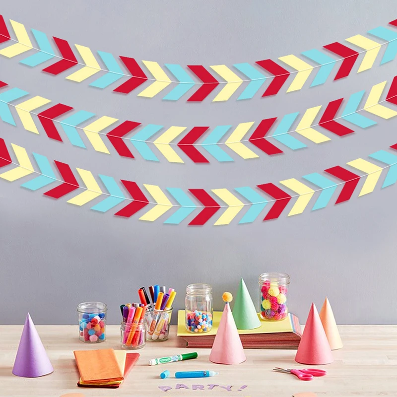 3 м подвесная Бумажная гирлянда баннеры красочные флажки ленты бумажные флаги