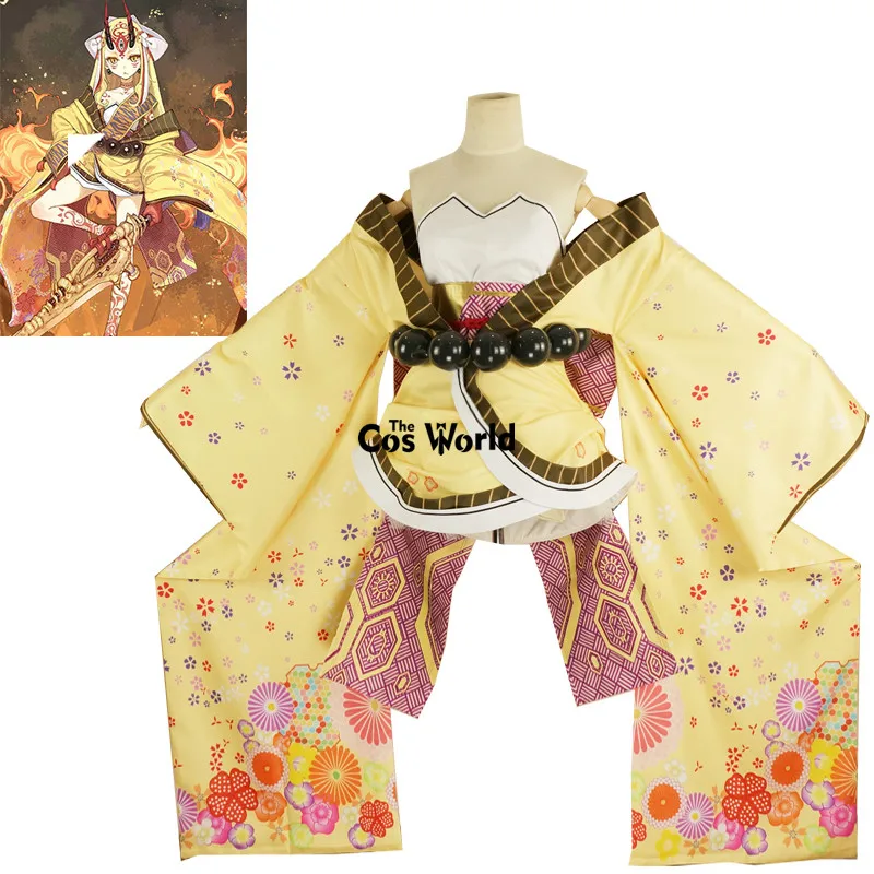 

FGO Ibaraki Doji Fate Grand Order Tube Tops Dress Kimono Yukata Uniform Outfit Anime Cosplay Costumes