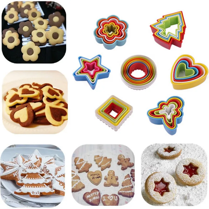 5 шт./компл. пластиковые формочки для печенья сердца цветов формы резки торта