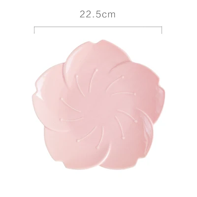9 inch pink plate Обеденные тарелки 9 дюймов нерегулярные Сакура розовая белая тарелка чаша чашки пигментированные фарфоровые блюда десерты торт салат креативное блюдо - Цвет: 9 inch pink plate