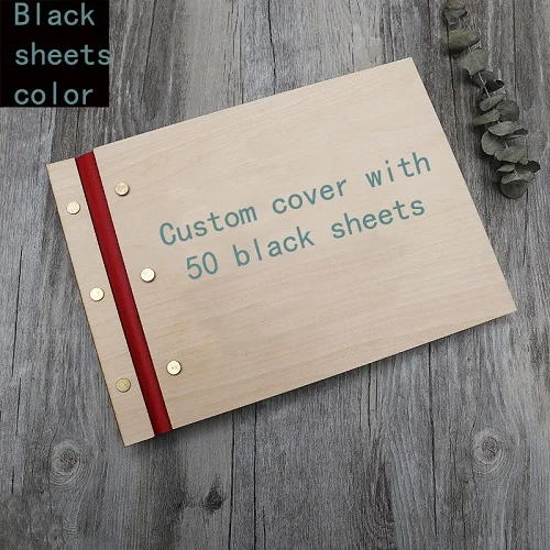 50pcs black sheets Карта Выгравированная Свадебная Гостевая книга, изготовленная на заказ деревянная Свадебная любовная книга для гостей, персонализированный знак в альбоме - Цвет: 50pcs black sheets
