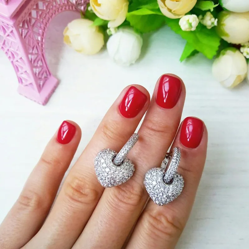 White Gold LXOEN, Русалочка, вечерние, клубника, богемное сердце, серьги для женщин, ювелирные кольца, аксессуары для подружки невесты, подарок - Окраска металла: White Gold