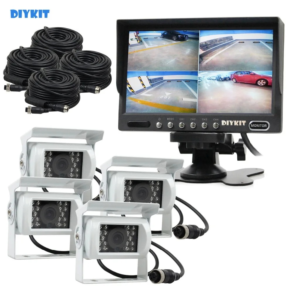 DIYKIT 7 &quot4 Сплит четырехъядерный резервный автомобильный монитор заднего вида +