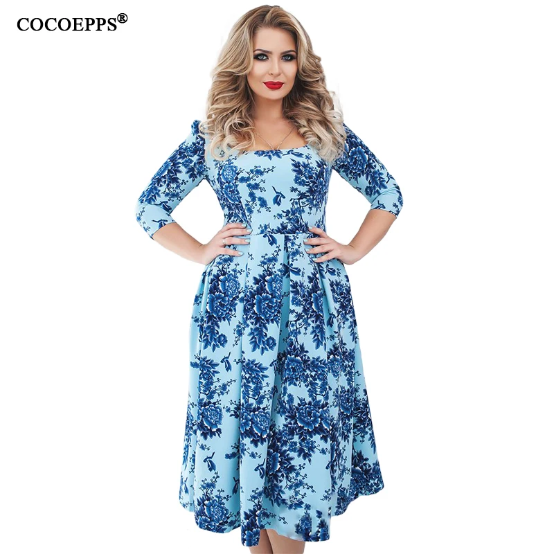 Женское платье с цветочным принтом большие размеры|vestidos plus|dress vestidosfemale office dresses |