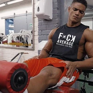 Майка мужская хлопковая для фитнеса, свободная майка без рукавов, повседневная Однотонная рубашка с круглым вырезом, брендовая одежда, на лето