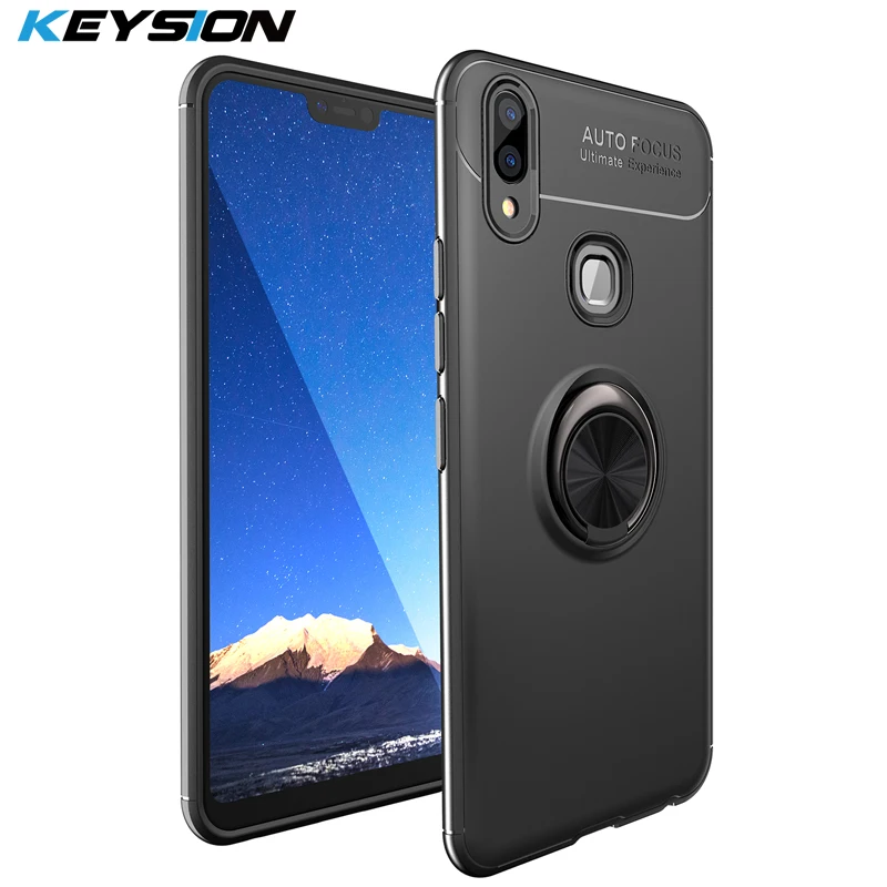 Магнитный чехол KEYSION для VIVO V9 мягкий силиконовый матовый с кольцом-держателем