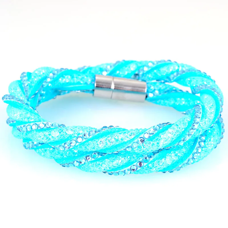 Aquamarine 12 шт.,, новинка, двойные браслеты с кристаллами для женщин, новейшие Двойные Браслеты с магнитной пылью для женщин, подарки - Окраска металла: Aquamarine