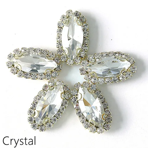 Crystal 20 шт конский глаз лист пришить на коготь стразы шьют на стекло стразы шьют на Стразы с золотым коготь использовать для свадебного платья обувь B1078 - Цвет: Crystal