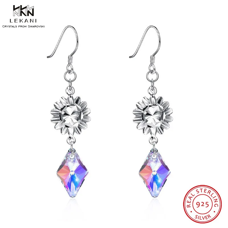 Женские серьги с кристаллами Swarovski LEKANI модные бриллиантами из бутика 925 пробы