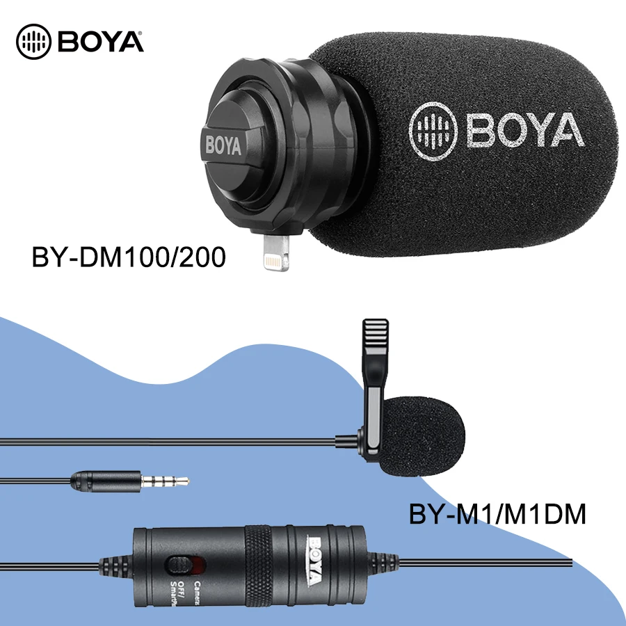BOYA BY M1 M1DM Lavalier микрофон и DM100 DM200 дробовик для камеры смартфона Vlog видео Запись