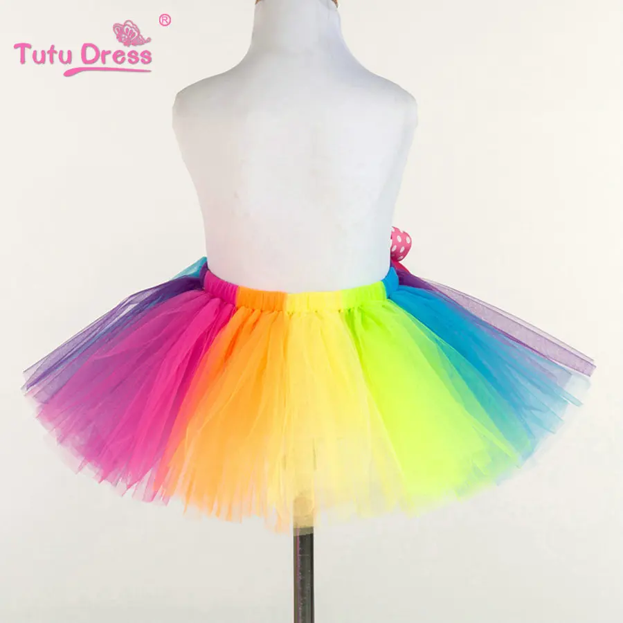 Радужная юбка пачка для девочек разноцветная принцессы детская одежда пышная