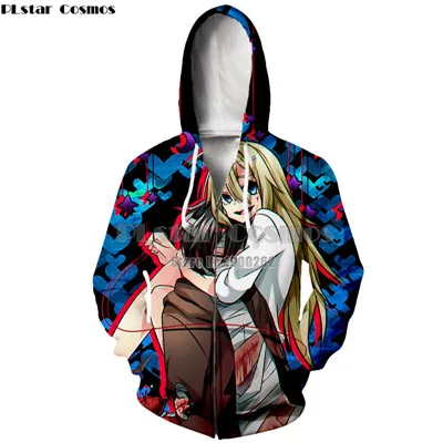 2 PLstar Cosmos бренд Angels of Death Аниме стиль мультфильм печати толстовки мужские женские толстовки на молнии Большие размеры XS-7XL - Цвет: 2