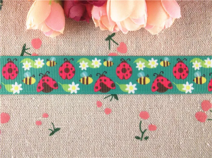 2014 new arrival 7/8&quot (22mm) Ladybug printed grosgrain ribbon cartoon ribbons cloth tape 20 yards WQWQ14040917 | Дом и сад