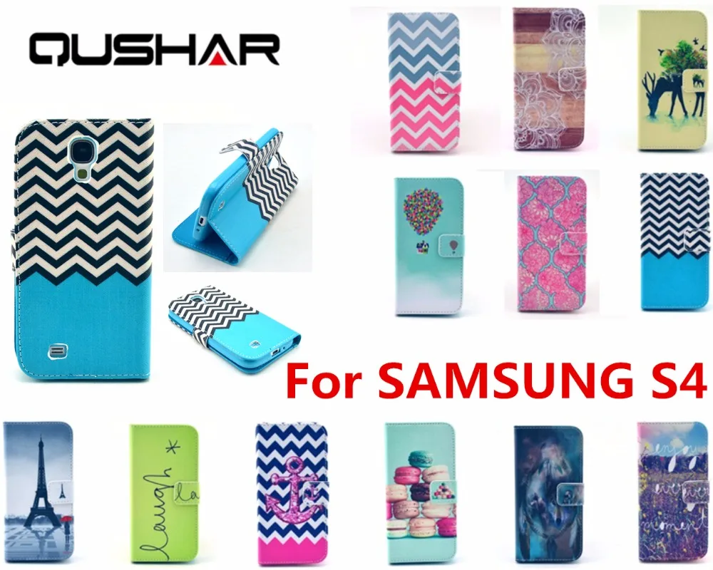 Мода Роскошные PU Кожа Сотовый Телефон Flip Case Cover For Samsung Galaxy S4 5.0 дюймов Мягкий