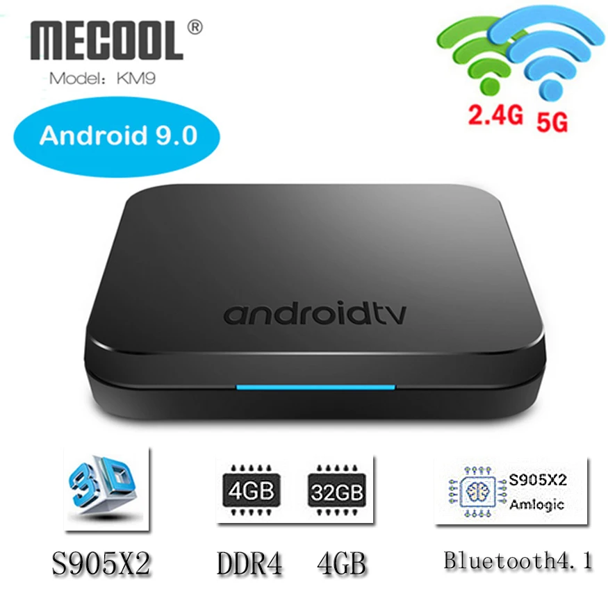 MECOOL KM9 Android 9 0 Amlogic S905X2 четыре ядра 4 Гб DDR4 Оперативная память 32 GB 2 4G/5G Wi Fi BT 1 Smart