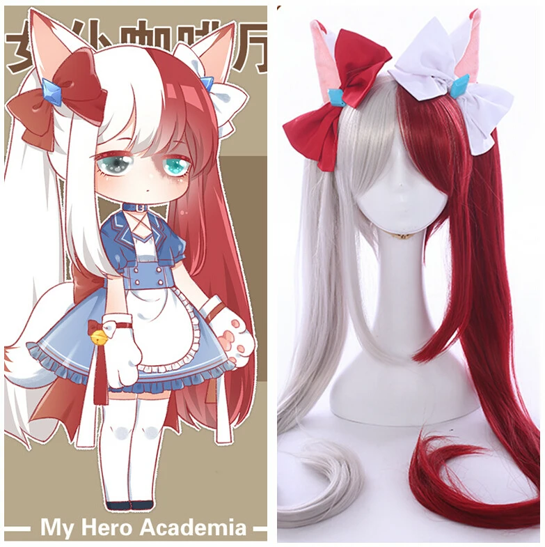 Костюм для косплея девушки из мультфильма Мой Hero actoria Boku no Todoroki Shoto длинные волосы