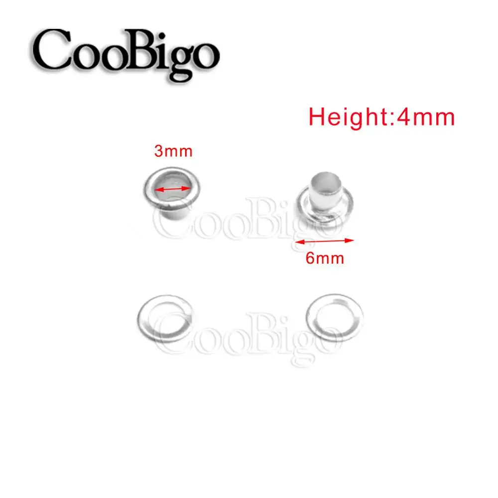 100 наборы металлических люверсов с люверсами диаметром 2 мм~ 6 мм для скрапбукинга своими руками Кепка кожевенное ремесло обувь ремень сумка бирка аксессуары для одежды - Цвет: Dia.3mm Silver