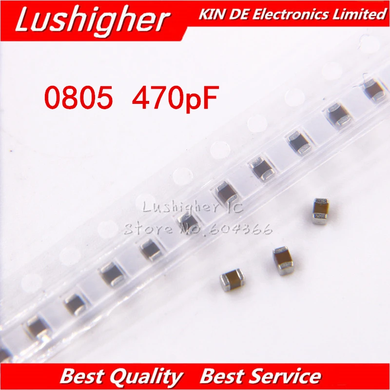 

100 шт., керамический конденсатор 0805 470pf 471k 100V X7R 10% SMD