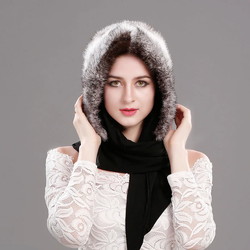 03 cross mink Зимняя шапка из натурального меха норки, Шапка-бини с шарфом высокого качества, шапки из натурального меха, женские шапки из цельной кожи с шарфом - Цвет: 03 cross mink