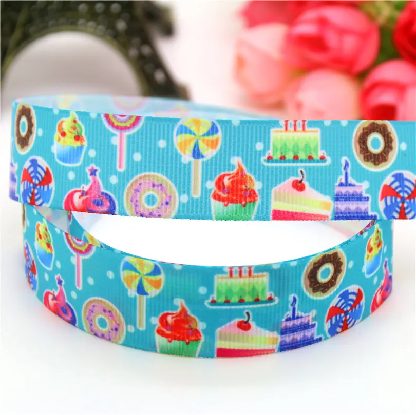 DUWES 7/8 ''Капкейк с бесплатной доставкой принтом&quot павлиньи перья &quotgrosgrain лента