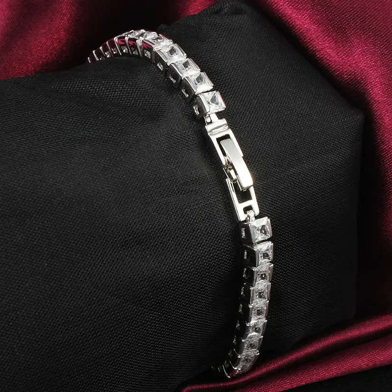 Женский теннисный браслет AAA + элегантные квадратные теннисные браслеты с