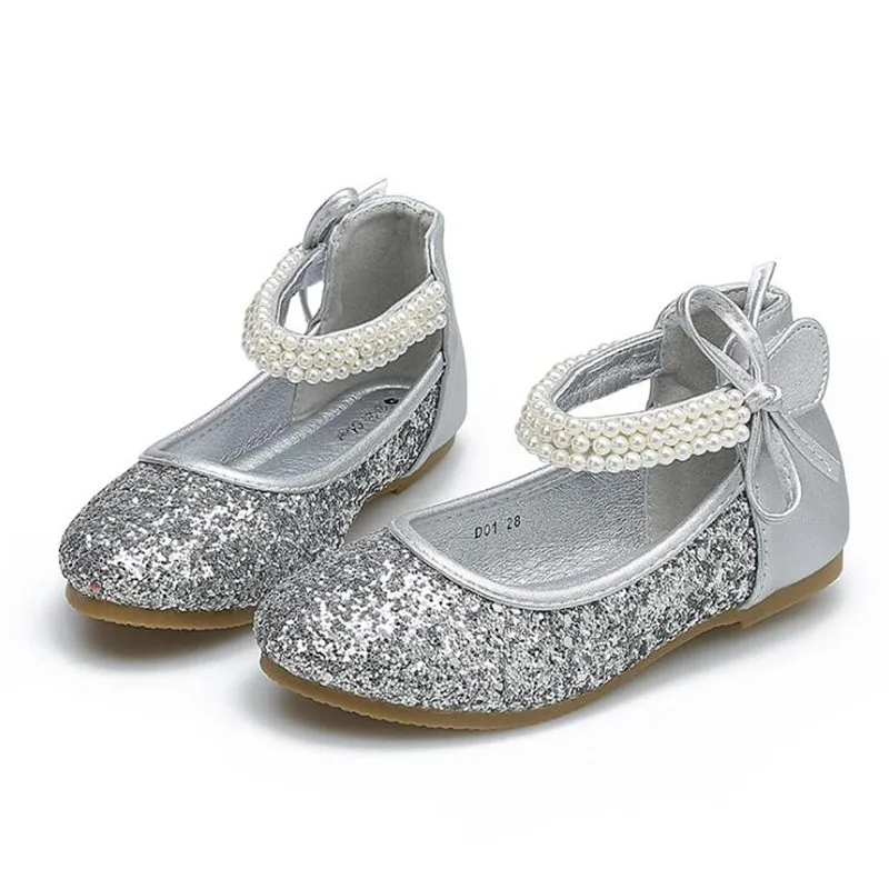 

Kids Baby Girls Pearl Bowknot Single Shoes Princess Comfortable Flats Fashion Wedding Shoes Children Soft Sole Dance Shoes